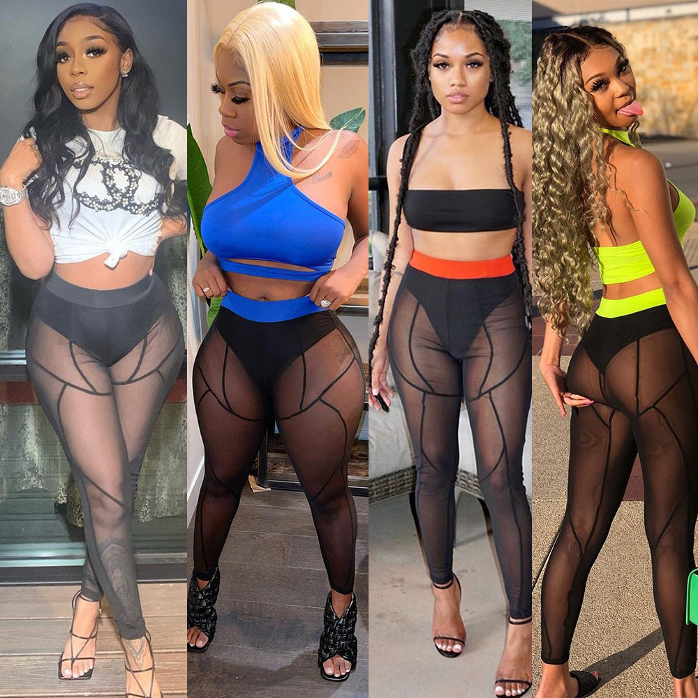 Color Matching Mesh Leggings
