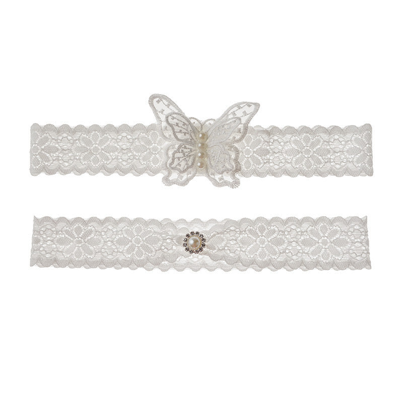 Bridal Garter Embroidered Butterfly Garter Belt Sexy Lace Thigh Loop