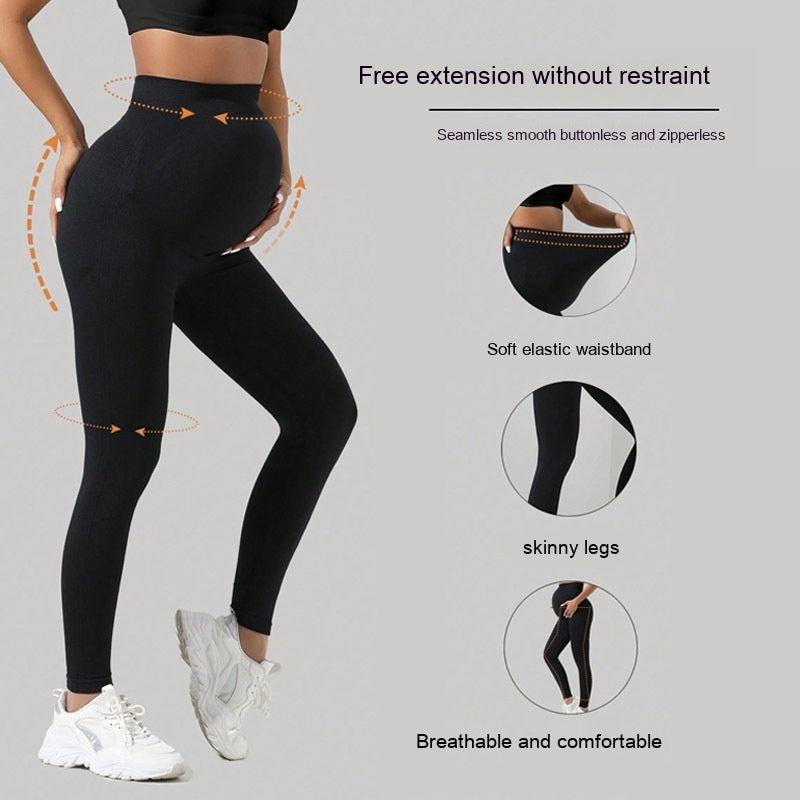 Pregnant Women Seamless Belly Support Outer Wear Yoga leggings