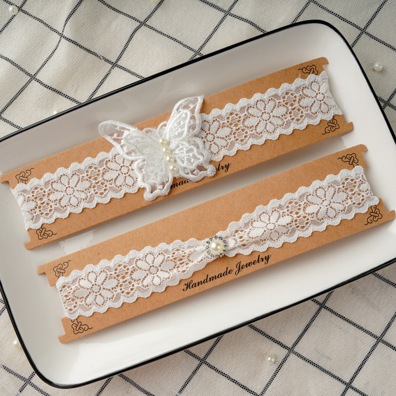 Bridal Garter Embroidered Butterfly Garter Belt Sexy Lace Thigh Loop