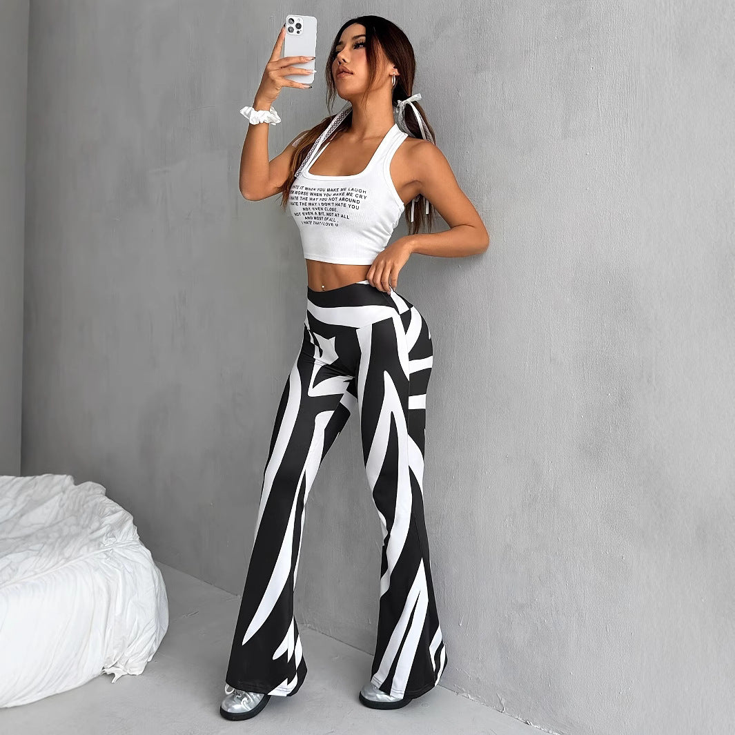 Bell-bottom Fashion Printed Casual leggings