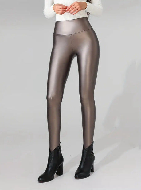 Leather Thin Velvet Outdoor Casual Leggings