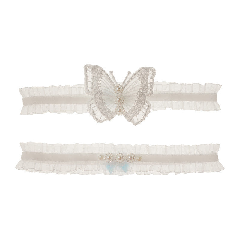 Bridal Garter Embroidered Butterfly Garter Belt Sexy Lace Thigh Loop