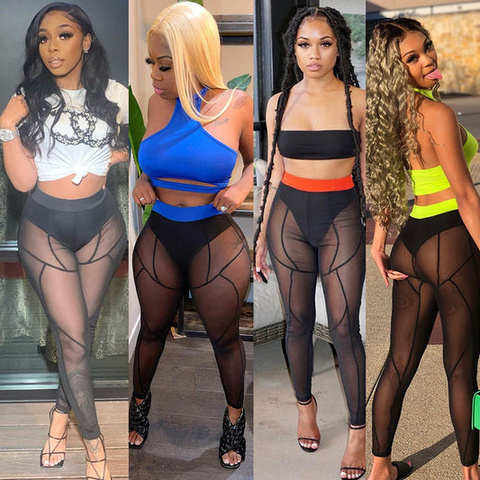 Color Matching Mesh Leggings