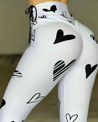 NEW Heart Print Yoga Sports Leggings