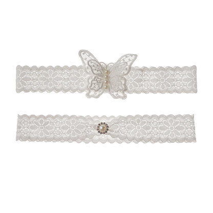 Bridal Garter Embroidered Butterfly Garter Belt Sexy Lace Thigh Loop