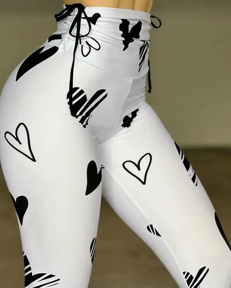 NEW Heart Print Yoga Sports Leggings