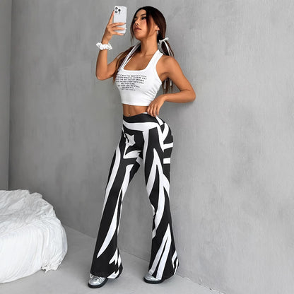 Bell-bottom  Fashion Printed Casual leggings