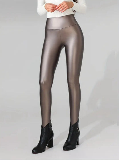 Leather Thin Velvet Outdoor Casual Leggings