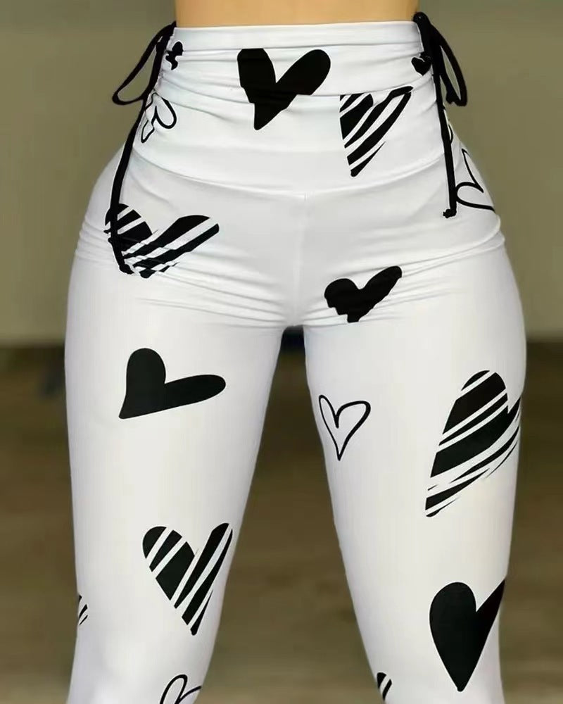 NEW Heart Print Yoga Sports Leggings