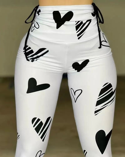 NEW Heart Print Yoga Sports Leggings