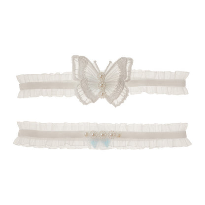 Bridal Garter Embroidered Butterfly Garter Belt Sexy Lace Thigh Loop